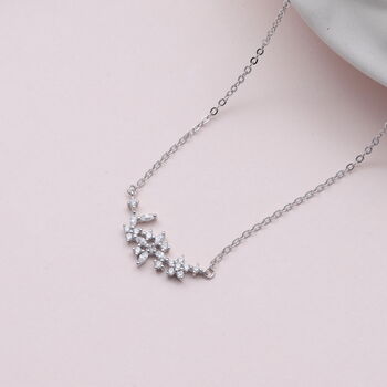 Sterling Silver Sparkle Flower Necklace, 3 of 4