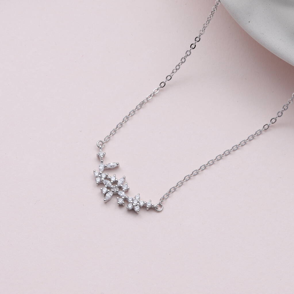 Sterling Silver Sparkle Flower Necklace By attic