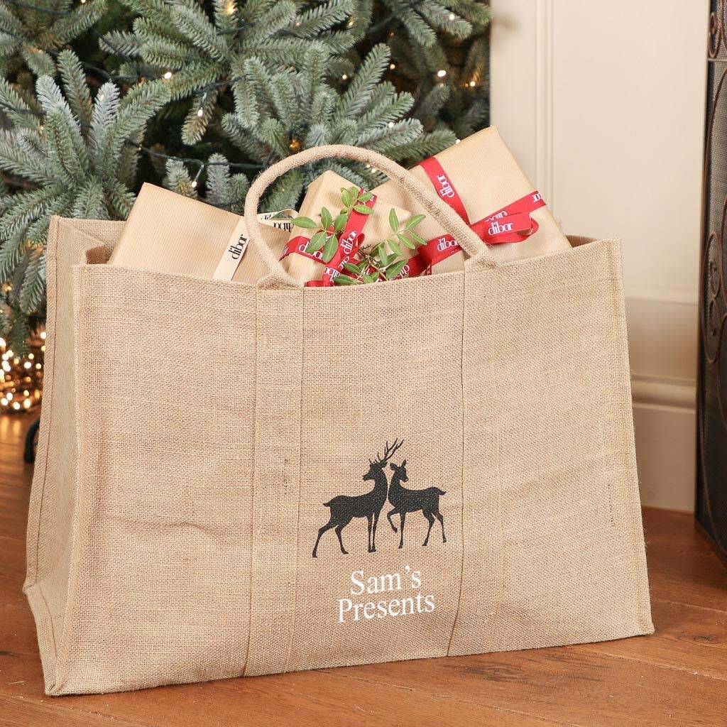 Personalised Large Reindeer Christmas Gift Bag By Dibor