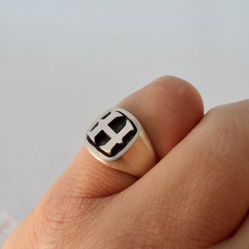 Personalised Initial Cushion Silver Signet Ring, 4 of 4