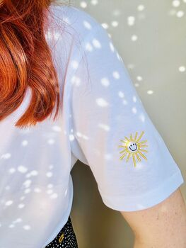 Embroidered 'Here Comes The Sun' T Shirt, 4 of 12