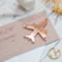 Beige Wedding Boarding Pass Save The Date With Rose Gold Magnetic Plane, thumbnail 6 of 7