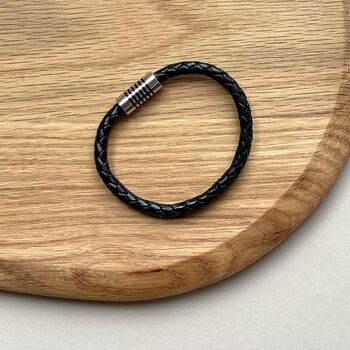 Men's Leather Magnetic Clasp Bracelet, 3 of 5