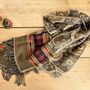 Handwoven Boho Recycled Cotton Blanket Scarf, thumbnail 1 of 9