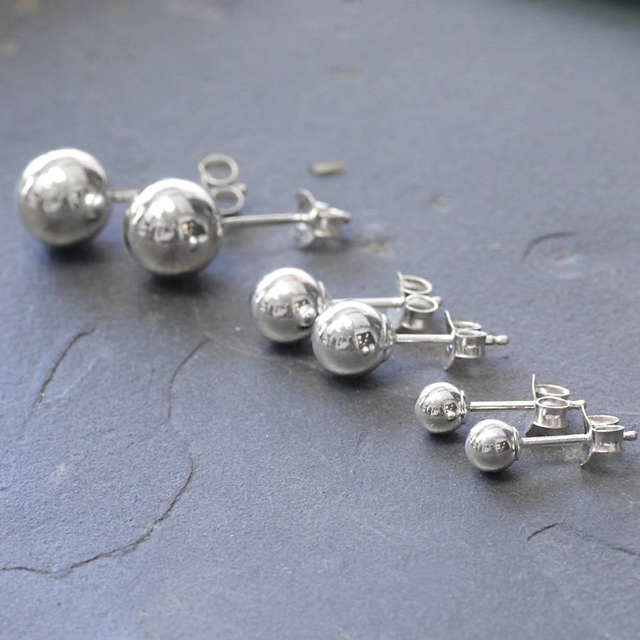 sterling silver ball stud earrings by hersey silversmiths ...