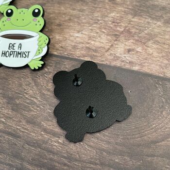 Cute Frog With Coffee Cup Enamel Pin – Custom Engraved Mug, 3 of 5