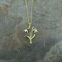 White Open Snowdrop January Birth Flower Necklace, Gold, thumbnail 2 of 3