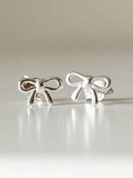 Sterling Silver Bow Stud Earrings, 3 of 6