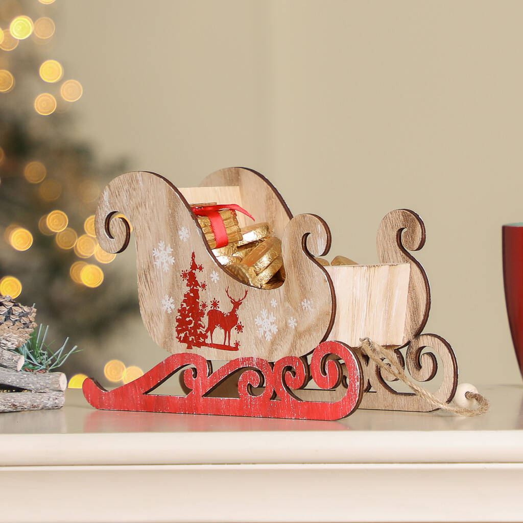 Personalised Wooden Sleigh Christmas Decoration By Dibor