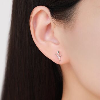 Sterling Silver Dainty Tulip Flower Stud Earrings, 4 of 12