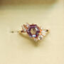 Alexandrite Solid Rose Gold Engagement Ring, thumbnail 5 of 6