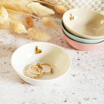 Small Pastel Ring Dish With A Gold Heart, 5 of 9