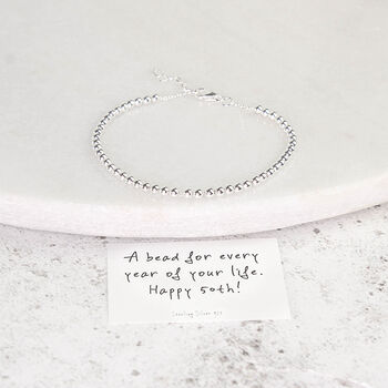 Sterling Silver 50th Birthday 50 Beads Slider Bracelet, 9 of 11