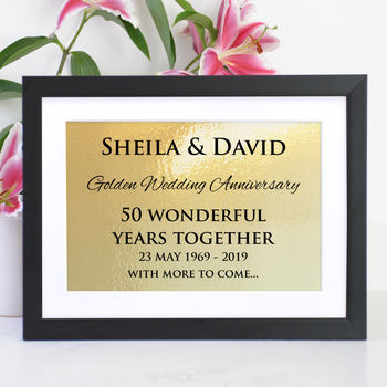 Personalised Golden Wedding Anniversary Framed Print, 2 of 4