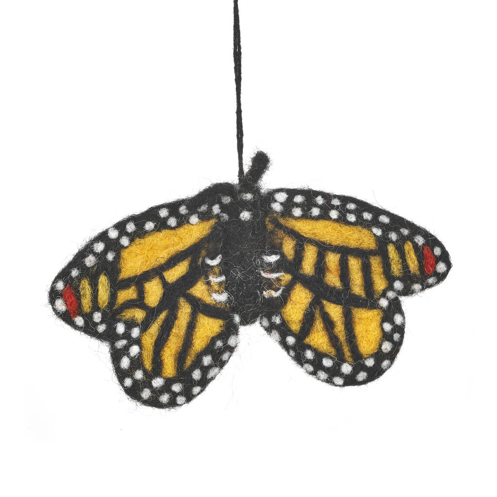 Handmade Felt Tiger Butterfly Hanging Decoration, 1 of 8