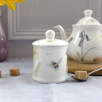 Bee And Spring Flower China Sugar Pot, 3 of 11