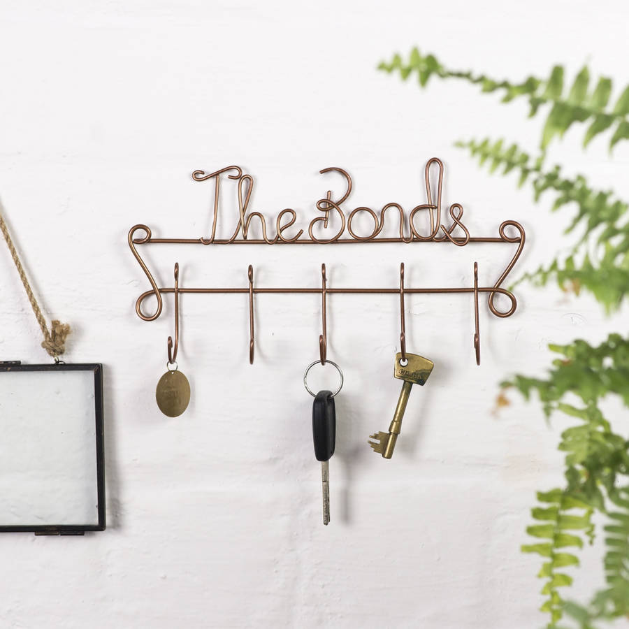 personalised family name wire key hook by the letter loft