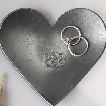 Mini Decorative Iron Heart Dish Smooth Metallic Finish, 3 of 7