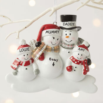 Personalised Snowman Baby Bump Family Decoration, 2 of 2
