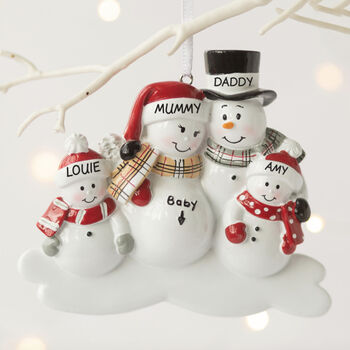 Personalised Snowman Baby Bump Family Decoration, 3 of 3