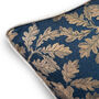 Luxury Linen Blend Floral Cushion Autumn Navy And Gold, thumbnail 5 of 6