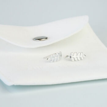 Sterling Silver Leaf Branch Hook Earrings, 4 of 5
