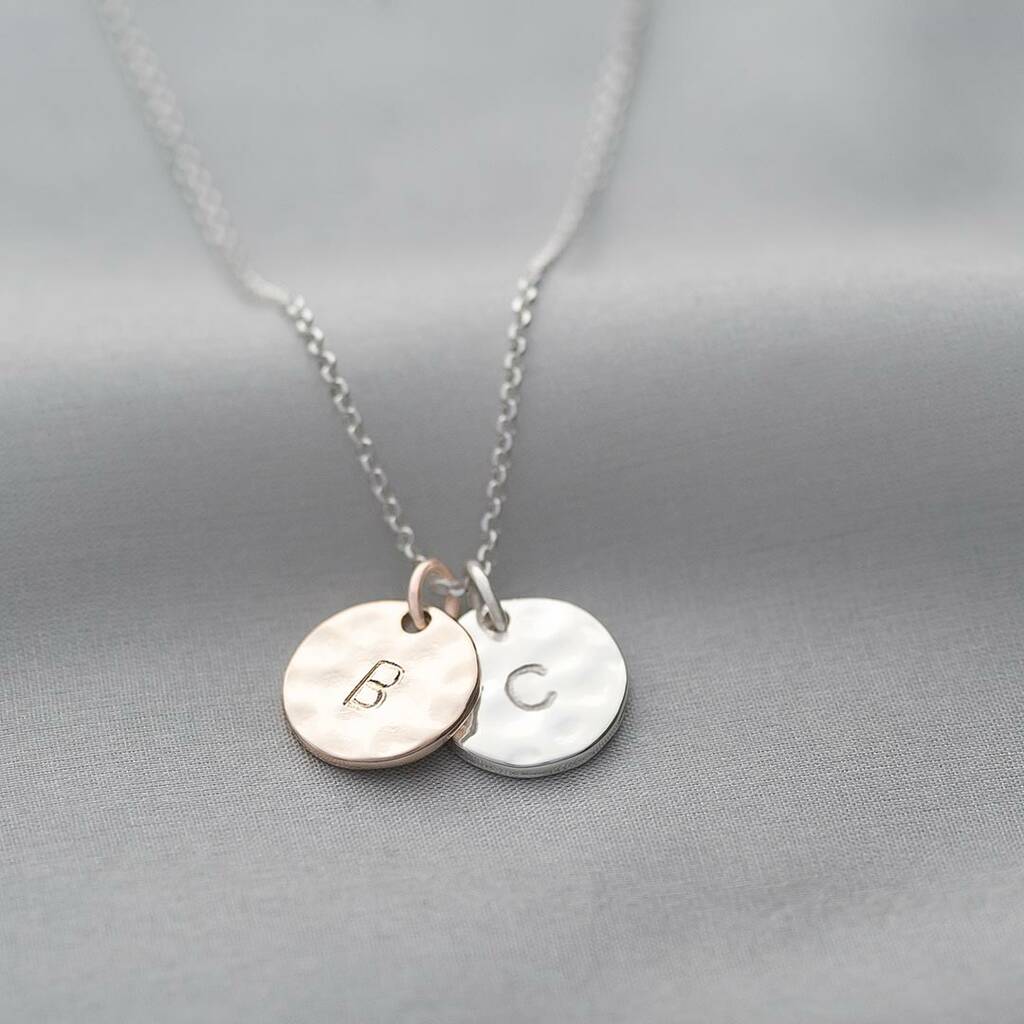 Casey Initial Hammered Disc Necklace By Bloom Boutique