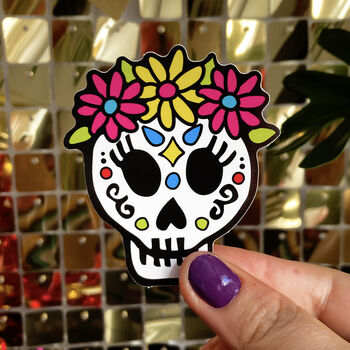 Four Sugar Skull Day Of The Dead Vinyl Stickers, 6 of 8
