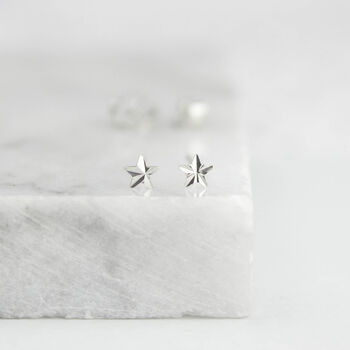 Tiny Solid Silver Star Stud Earrings, 2 of 5