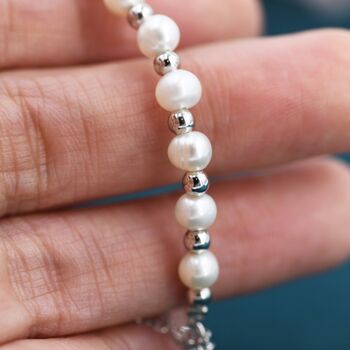 Freshwater Pearl And Heart Charm Beaded Bracelet, 7 of 11