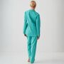 Women's 'New York Turquoise' Stripe Crisp Cotton Pyjama Set, thumbnail 2 of 4