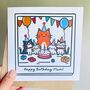 Adorable Cat Birthday Party Card, thumbnail 5 of 6