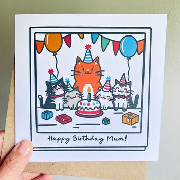 Adorable Cat Birthday Party Card, 5 of 6