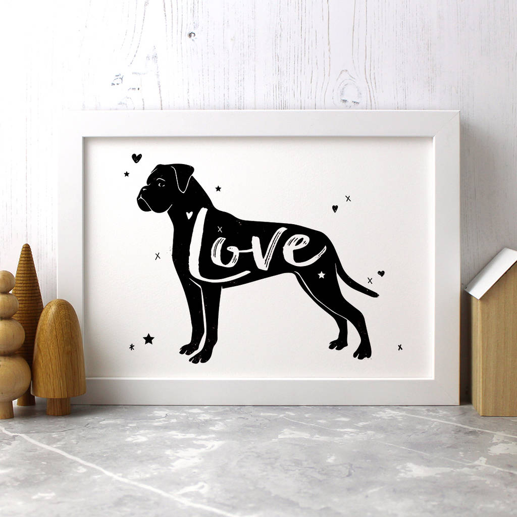 boxer dog 'love' print by well bred design | notonthehighstreet.com