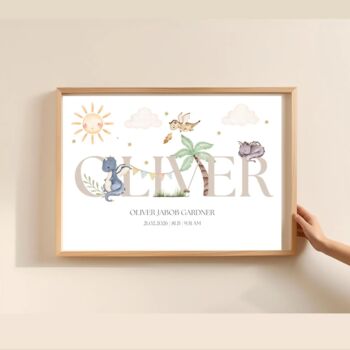 Blue Dragons Nursery Name Print, Nursery Boy Name Print, Colour Choices, 2 of 6