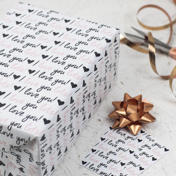 I Love You Gift Wrap Romantic Wrapping Paper, 2 of 3