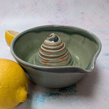 Handmade Ceramic Lemon Squeezer Blue/Green, 2 of 9