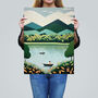 The Boating Lake Green Nature Geometric Wall Art Print, thumbnail 2 of 6