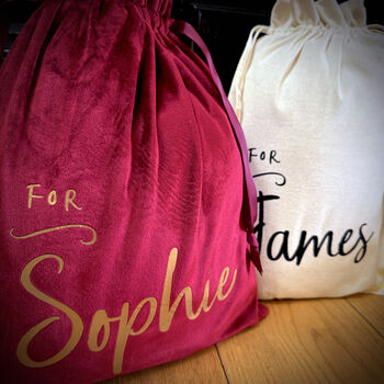 Personalised For Name Christmas Eve Sack Or Stocking, 3 of 7
