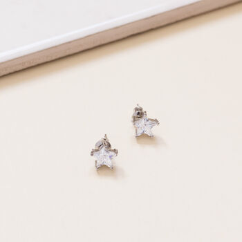 Silver Plated Crystal Star Shaped Stud Earrings, 3 of 3