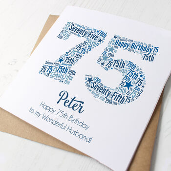 Blue Star Personalised 75th Birthday Card, 4 of 5