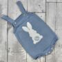 Pale Blue Luxury Knitted Bunny Dungarees, thumbnail 2 of 4
