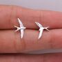 Sterling Silver Mismatched Asymmetric Swallow Bird Silhouette Stud Earrings, thumbnail 5 of 11