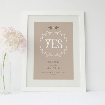 'Yes' Personalised Engagement Or Wedding Print, 5 of 7