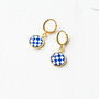 Royal Blue Checkered Earrings, thumbnail 4 of 6