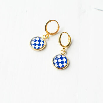 Royal Blue Checkered Earrings, 4 of 6