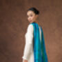 100% Mulberry Silk Scarf, Turquoise And Peacock Blue In Gift Box, thumbnail 3 of 11