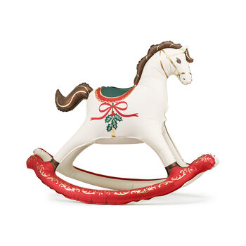 Festive Red And Green Foil Rocking Horse Balloon, 2 of 5