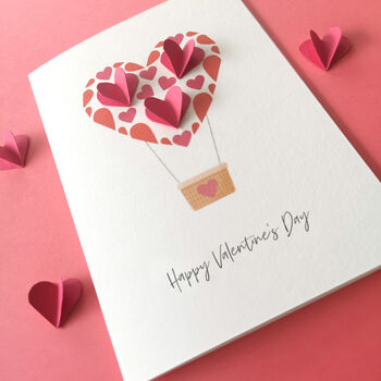 Valentines Paper Heart Hot Air Balloon Card, 6 of 6