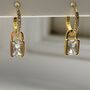 Deco Square Crystal Huggie Hoops, thumbnail 1 of 3